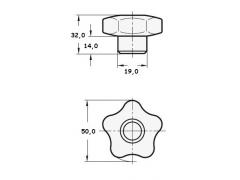 Knaufmutter M8 d=50mm